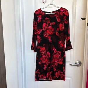 Tommy Hilfiger Elegant Black and Red Floral Dress